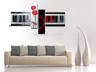 sell 4pcs abstract hand painted home wall decor art oil painting on canvas for living room