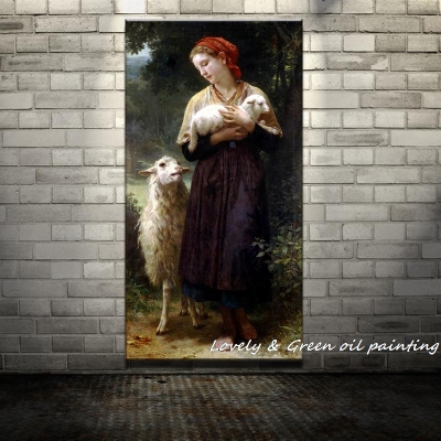 the newborn lamb of william adolphe bouguereau oil painting on canvas classical painting printed living room el wall decor