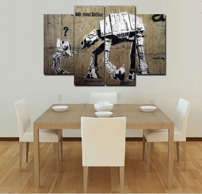 2016 hd 4 pcs banksy robot wall art picture modern home decoration living room or bedroom canvas print painting wall picture