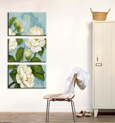 3 panel cape jasmine flower wall art decorations for home modern abstract print oil paintings on canvas pictures for living room