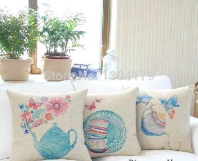 3pcs/lot blue and white porcelain printing pillow cushion cover, linen cotton decoration for home sofa,3designs for choice