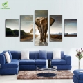 5 panel large modern printed elephant oil painting picture cuadros decoracion canvas wall art for living room unframed zoppo