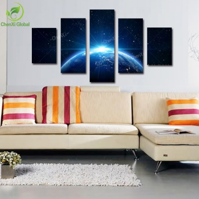 5 panel modern abstract universe space landscape paintings canvas picture cuadros earth painting for living room no frame