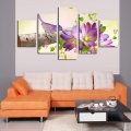 5 panels hd beautiful bird and purple flower top-rated canvas print painting for living room wall art pictureartwork unframed