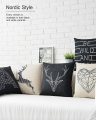 5pcs nordic style home pillows cutom cushion black and white geometric deer elk cushions linen cotton pillow case 45x45cm