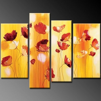 abstract flower hand painted 4 pieces group oil painting on canvas tds-th082