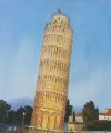 abstract landscape leaning tower of pisa hand painted oil painting on canvas 60x90cm