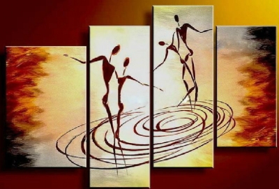 hand-painted hi-q abstract modern home decorative person oil-paintings on canvas--lively dancer 4pcs/set framed