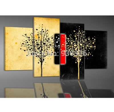 hand-painted wall art abstract landscape oil painting on canvas hang tree paintings for living room decor group of pictures