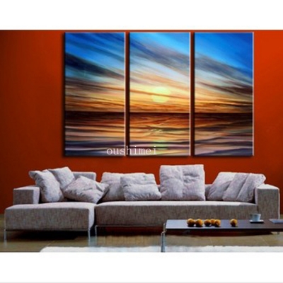 hand pictures golden sky sun sea marine cloud landscape oil paintings on canvas wall art group seascape for living room painting