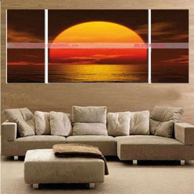 handmade art 3 piece canvas wall modern sunrise landscape on canvas seascape oil painting for bedroom or living room pictures