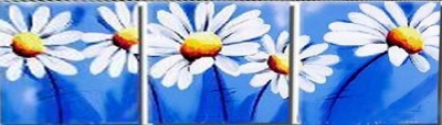 handpainted 3 panel bule wall art modern oil painting on canvas for living room white sunflower group of picture