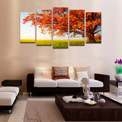 luxry 5 unframed pane the red trees hd painting canvas wall art picture home decoration living room decoration canvas print mode