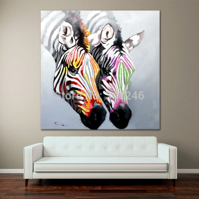 no frame hand-painted modern wall art picture for living room home decor abstract zebras cartoon animal oil painting on canvas