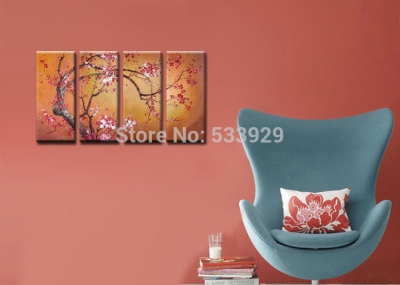 sell 4pcs abstract flower hand painted home wall decor art oil painting on canvas for living room