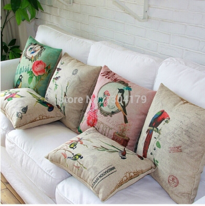 velvet cushion cover carton parrot pillow cover /animal bird print pillow cover/ back cushion