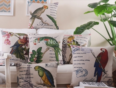 whole 8pcs colorful animal and birds cotton chair cushions sofa cushion covers pillow cover 18"pillows