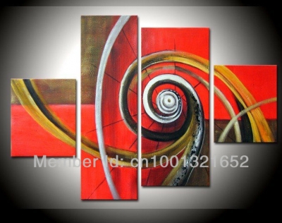 whole hand-painted hi-q modern wall art home decorative abstract oil painting on canvas revolve 4pcs/set framed