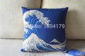 whole! perspective view blue water ripples retro vintage linen decorative pillow case pillow cover cushion cover