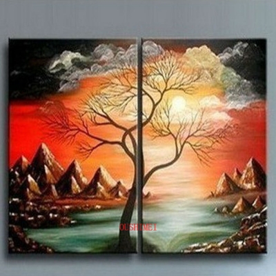 hand painted modern on canvas oil painting wall art focus on the family landscape tree view painting no frame seascape