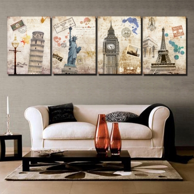 2015 seconds kill 4 piece sell wall painting building city home decorative art picture paint on canvas prints