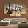 2015 sell 4 panel running white horse large hd picture modern home wall decor canvas print oil painting