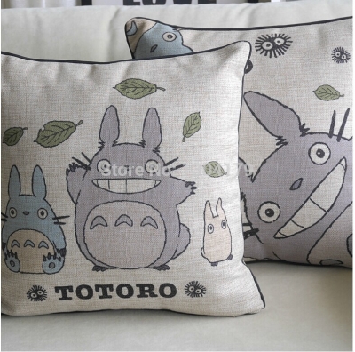 2pcs/lot whole japanese anime sofa cushion cover linen pillow case cartoon series totoro home decoration pillow cover