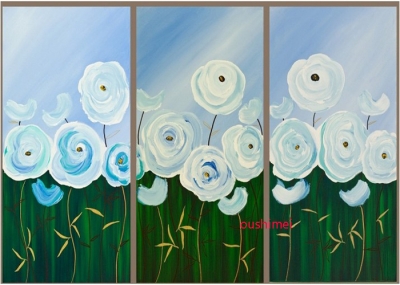 3 piece painting canvas art white flower wall art picture home decor painting handmade landscape wall decor