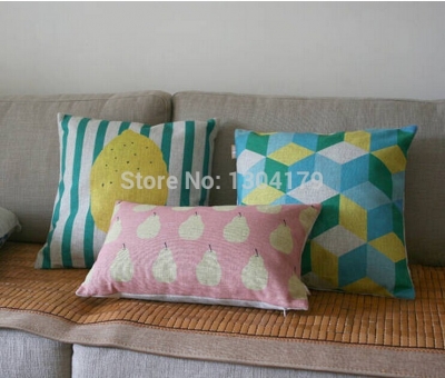 3pcs/lot summer fruit series decorative cushion covers pear and lemon decorative pillow cushion cool in summer pillow covers