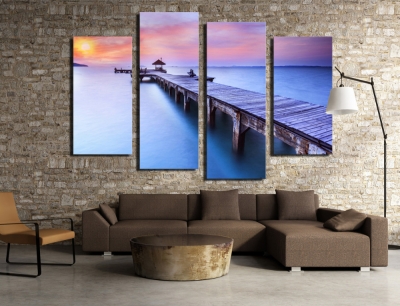 4 panel beautiful sunset with viewing the raft large hd picture modern home wall decor canvas print painting for house decorate