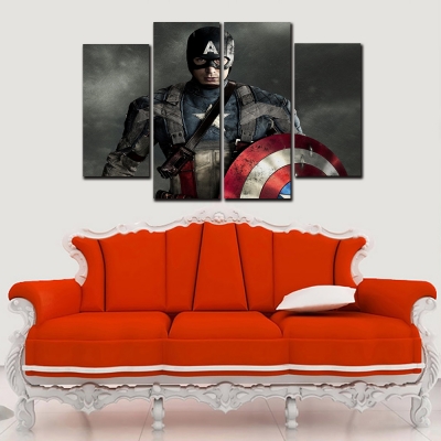 4 panels hd captain america postercanvas wall art picture home decoration living room canvas print modern painting delivery