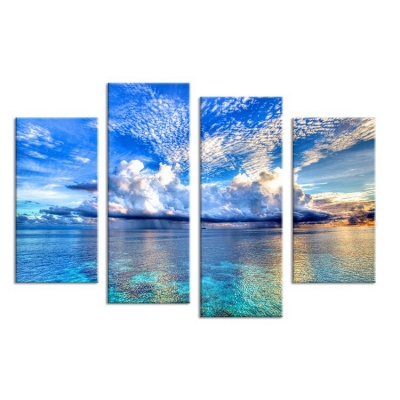 4pcs beautiful ocean sunset landscape wall painting print on canvas for home decor ideas paints on wall pictures art f/1345