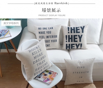 4pcs home decor cotton linen decorative throw pillow cushion proverb words square 18" pillow case