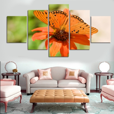 5 pcs wall art abstract butterfly flower modern hd picture home decoration living room canvas print painting picture picture