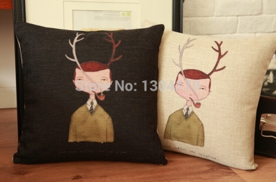 deer retro pillow cover black and white geometric home decoration throw pillow abstraction cushion cover