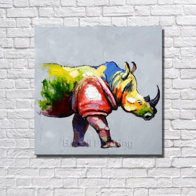 for sell whole oil painting on canvas rhino designed wall art home decoration no framed picture np005