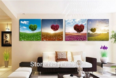 framed art panels wall print oil painting on canvas heart trees beautiful canvas prints for modern home decoration f/356