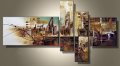 hand-painted city pictures high q. home decoration modern abstract oil painting on canvas 5pcs/set mixorde shipment