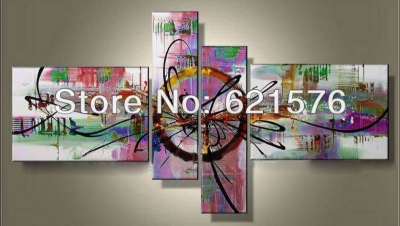 hand-painted hi-q modern hanging wall art home decorative abstract oil painting on canvas colors 4pcs/set wood framed