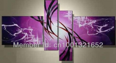 hand-painted hi-q modern wall art decorative abstract oil painting on canvas huge size purple dance of sunlight 4pcs/set framed