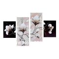 hand-painted hi-q modern wall art home decor abstract flower oil painting on canvas bombax ceiba on pink brown 4pcs/set framed