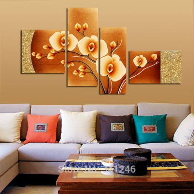 hand-painted modern home decor abstract wall art picture golden yellow flower canvas art oil painting on canvas