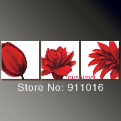 handmade canvas painting wall art modern red flower wall decor oil painting for bedroom picture group of painting craft art