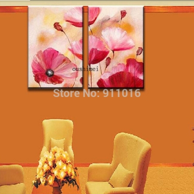 handmade oil painting abstract on wall art picture for living room decor modern pink flowers home decor group of paintings