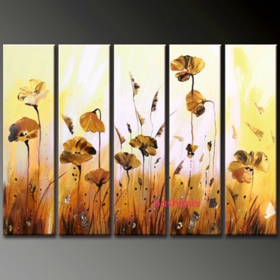 handpainted 5 piece modern flowers decor pictures hang oil paintings on canvas abstract wall art for living room decor