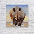 handpainted oil painting on canvas running rhino designed wall art home decoration no framed hand picture np004