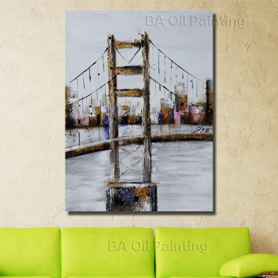 handpainted oil painting on canvas sea bridge designed oil painting abstract modern canvas wall art np001