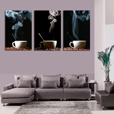 luxry unframed 3 panel coffee wall art picture modern painting canvas home decoration living room canvas print--large canvas art