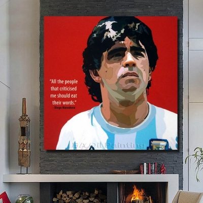 oil painting on canvas football star diego maradona ,framed hand painted modern rw399