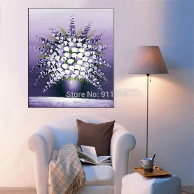 oil paintings handmade canvas modern knife purple flower painting acrylic paintings hang pictures abstract home decor picture